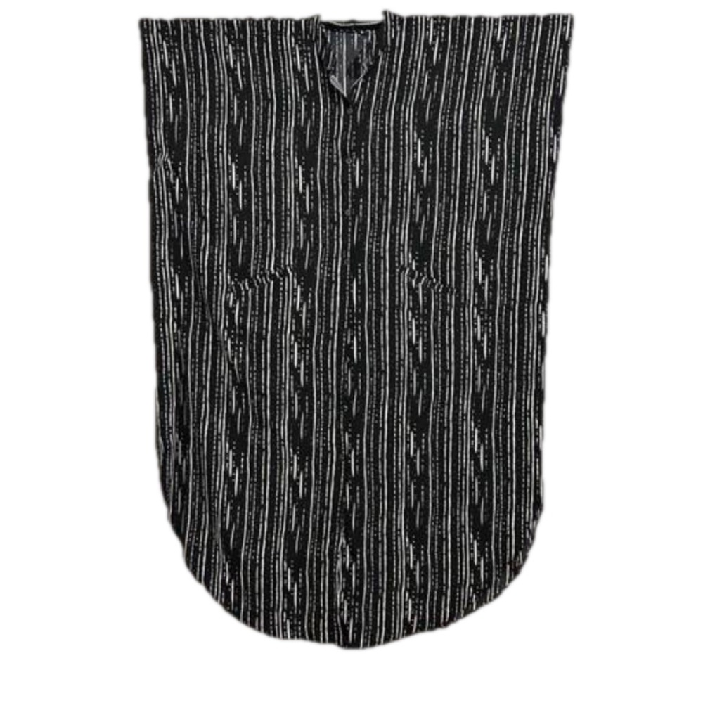Black and White Button-down Free Flowing Maxi Dress - Picture 4 of 4